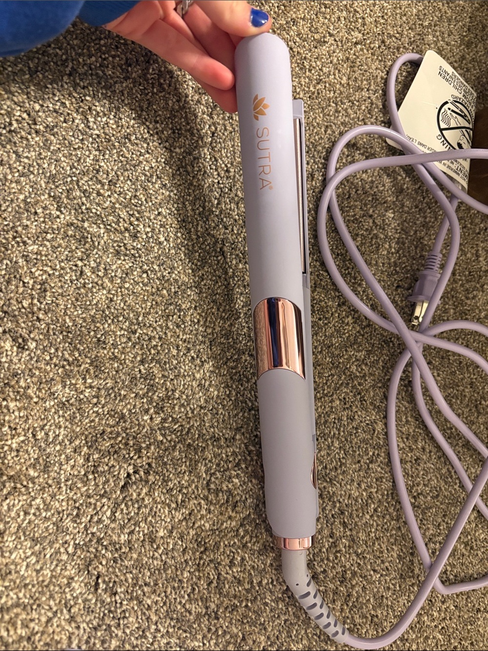 SUTRA Lilac Ceramic Hair Straightener with Rose Gold Accents